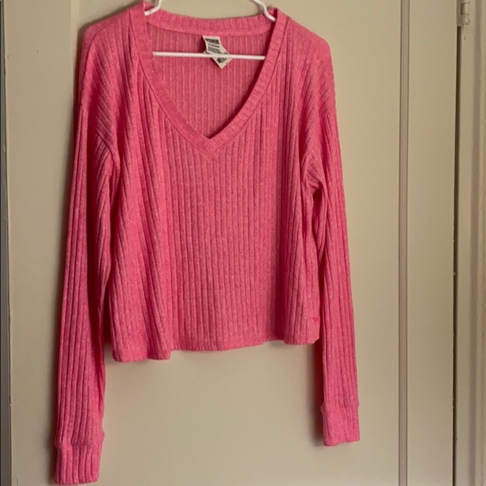 NWT Pink Victoria’s Secret pink v neck sweater